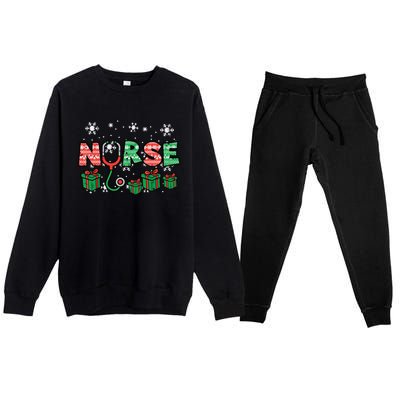 Christmas Nurse Stethoscope Xmas Nursing Scrub Top Rn Women Premium Crewneck Sweatsuit Set