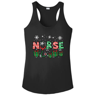 Christmas Nurse Stethoscope Xmas Nursing Scrub Top Rn Women Ladies PosiCharge Competitor Racerback Tank