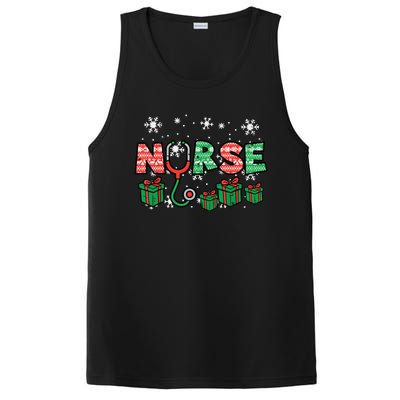 Christmas Nurse Stethoscope Xmas Nursing Scrub Top Rn Women PosiCharge Competitor Tank