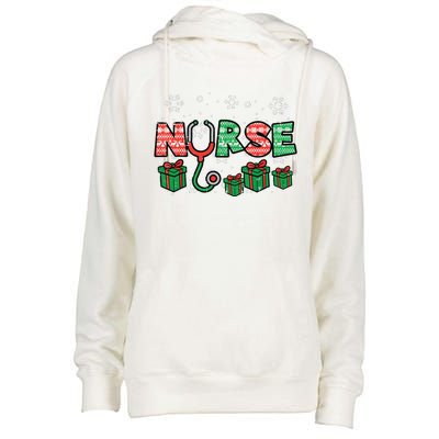 Christmas Nurse Stethoscope Xmas Nursing Scrub Top Rn Women Womens Funnel Neck Pullover Hood