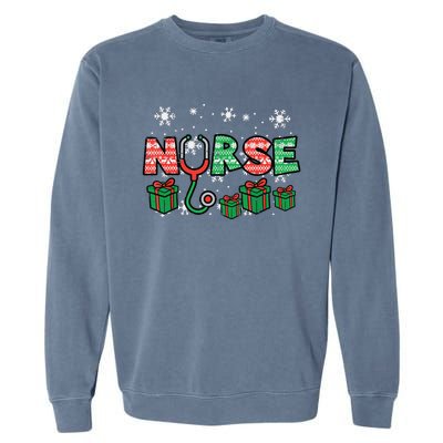 Christmas Nurse Stethoscope Xmas Nursing Scrub Top Rn Women Garment-Dyed Sweatshirt