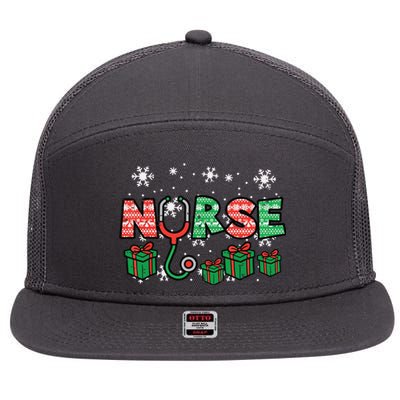 Christmas Nurse Stethoscope Xmas Nursing Scrub Top Rn Women 7 Panel Mesh Trucker Snapback Hat