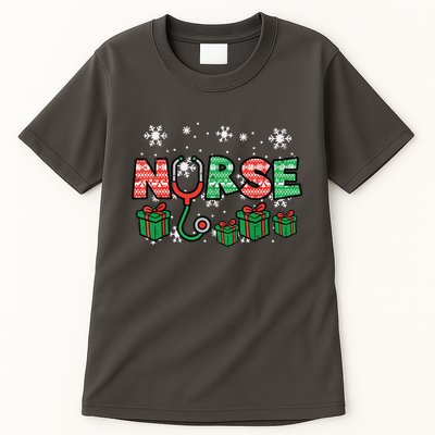 Christmas Nurse Stethoscope Xmas Nursing Scrub Top Rn Women Tall T-Shirt