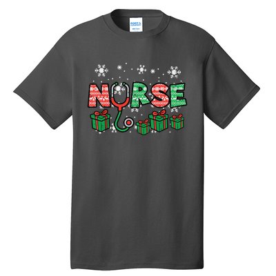 Christmas Nurse Stethoscope Xmas Nursing Scrub Top Rn Women Tall T-Shirt