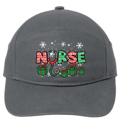 Christmas Nurse Stethoscope Xmas Nursing Scrub Top Rn Women 7-Panel Snapback Hat