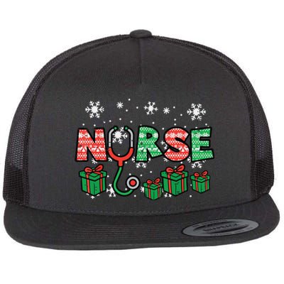 Christmas Nurse Stethoscope Xmas Nursing Scrub Top Rn Women Flat Bill Trucker Hat