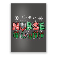 Christmas Nurse Stethoscope Xmas Nursing Scrub Top Rn Women Poster