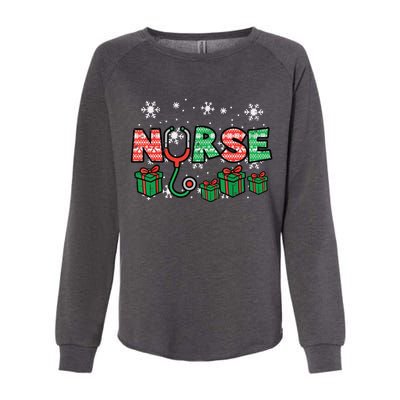 Christmas Nurse Stethoscope Xmas Nursing Scrub Top Rn Women Womens California Wash Sweatshirt