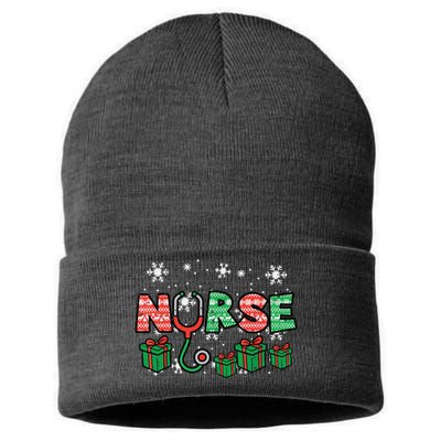 Christmas Nurse Stethoscope Xmas Nursing Scrub Top Rn Women Sustainable Knit Beanie