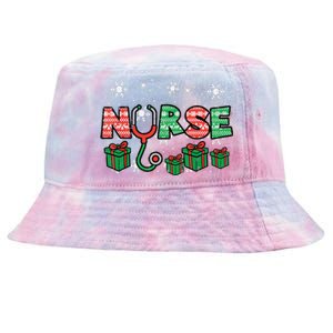 Christmas Nurse Stethoscope Xmas Nursing Scrub Top Rn Women Tie-Dyed Bucket Hat