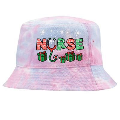 Christmas Nurse Stethoscope Xmas Nursing Scrub Top Rn Women Tie-Dyed Bucket Hat