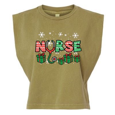 Christmas Nurse Stethoscope Xmas Nursing Scrub Top Rn Women Garment-Dyed Women's Muscle Tee