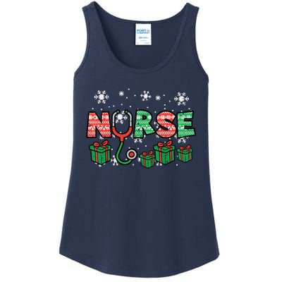 Christmas Nurse Stethoscope Xmas Nursing Scrub Top Rn Women Ladies Essential Tank