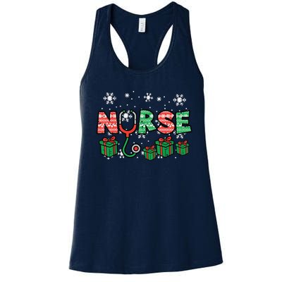 Christmas Nurse Stethoscope Xmas Nursing Scrub Top Rn Women Women's Racerback Tank