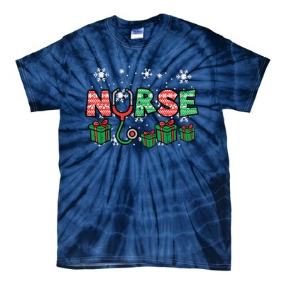 Christmas Nurse Stethoscope Xmas Nursing Scrub Top Rn Women Tie-Dye T-Shirt