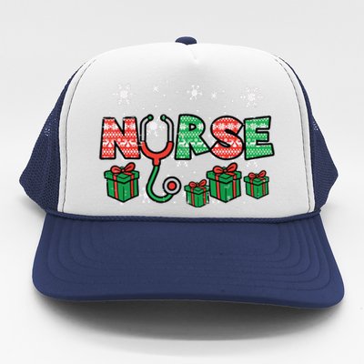 Christmas Nurse Stethoscope Xmas Nursing Scrub Top Rn Women Trucker Hat