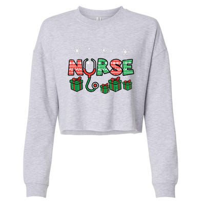 Christmas Nurse Stethoscope Xmas Nursing Scrub Top Rn Women Cropped Pullover Crew