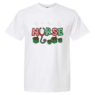 Christmas Nurse Stethoscope Xmas Nursing Scrub Top Rn Women Garment-Dyed Heavyweight T-Shirt