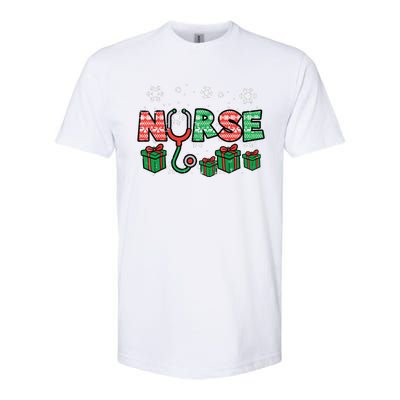 Christmas Nurse Stethoscope Xmas Nursing Scrub Top Rn Women Softstyle CVC T-Shirt