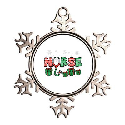 Christmas Nurse Stethoscope Xmas Nursing Scrub Top Rn Women Metallic Star Ornament