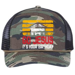 Christmas Nativity Scene Go Jesus ItS Your Birthday Retro Rope Trucker Hat Cap