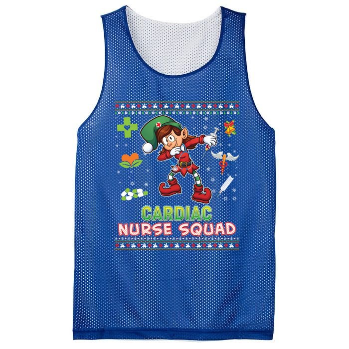 Cardiac Nurse Squad Dabbing Elf Christmas Sweater Ugly Merry Gift Mesh Reversible Basketball Jersey Tank