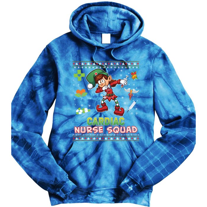 Cardiac Nurse Squad Dabbing Elf Christmas Sweater Ugly Merry Gift Tie Dye Hoodie