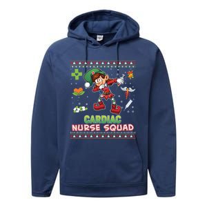 Cardiac Nurse Squad Dabbing Elf Christmas Sweater Ugly Merry Gift Performance Fleece Hoodie