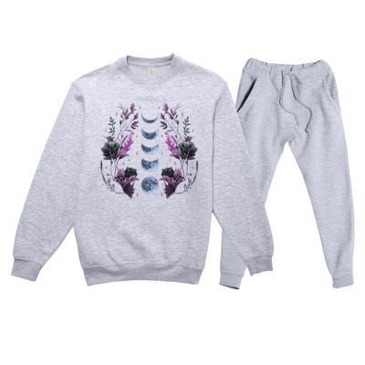 Cosmos Night Stargazers Vintage Celestial Lunar Moon Cycle Premium Crewneck Sweatsuit Set