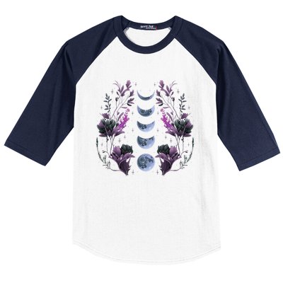 Cosmos Night Stargazers Vintage Celestial Lunar Moon Cycle Baseball Sleeve Shirt