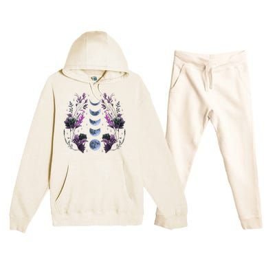 Cosmos Night Stargazers Vintage Celestial Lunar Moon Cycle Premium Hooded Sweatsuit Set