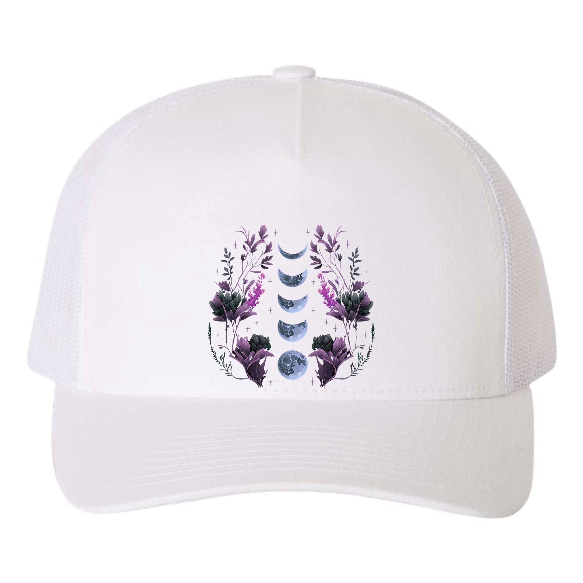 Cosmos Night Stargazers Vintage Celestial Lunar Moon Cycle Yupoong Adult 5-Panel Trucker Hat