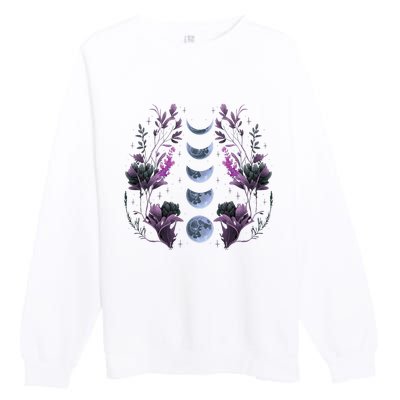 Cosmos Night Stargazers Vintage Celestial Lunar Moon Cycle Premium Crewneck Sweatshirt