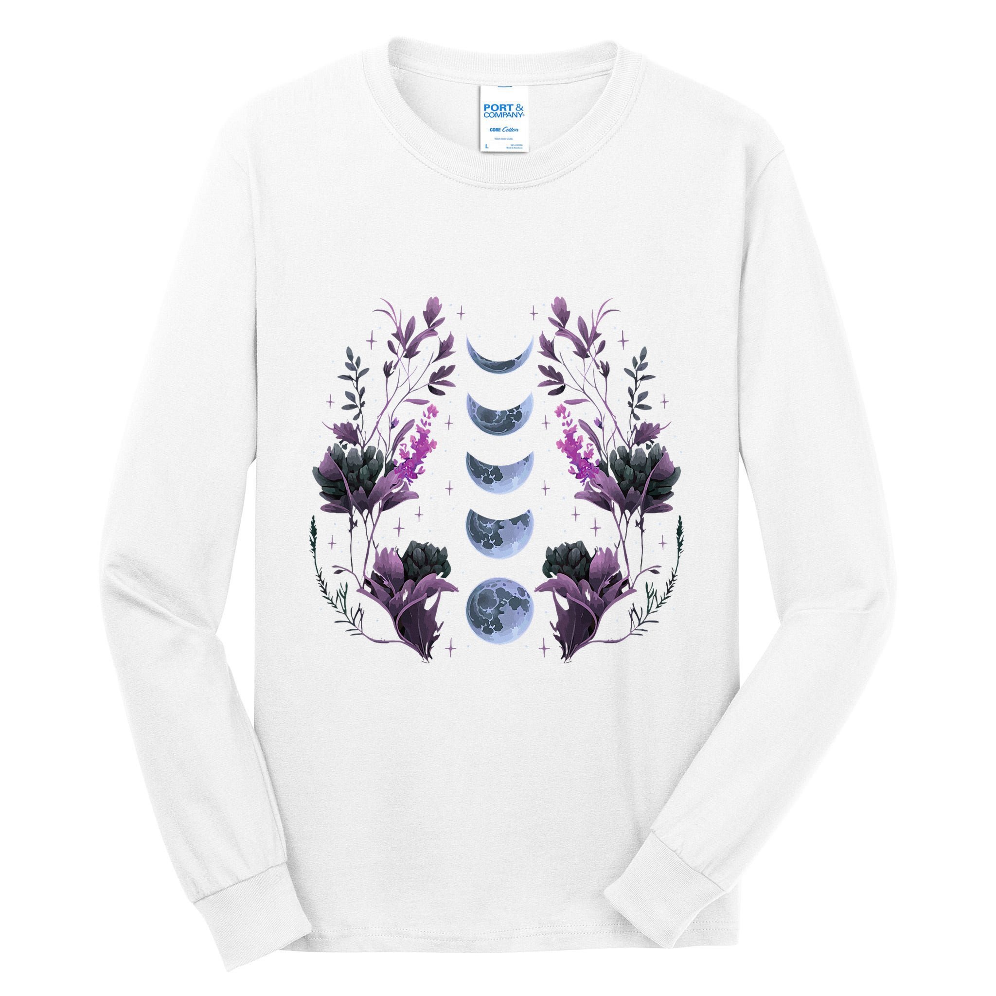 Cosmos Night Stargazers Vintage Celestial Lunar Moon Cycle Tall Long Sleeve T-Shirt