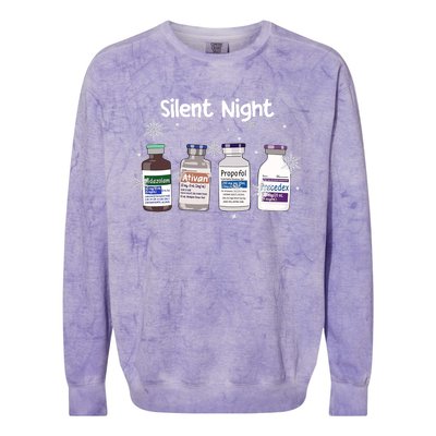 Christmas Nurse Silent Night Colorblast Crewneck Sweatshirt