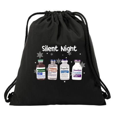 Christmas Nurse Silent Night Drawstring Bag