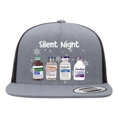 Christmas Nurse Silent Night Flat Bill Trucker Hat