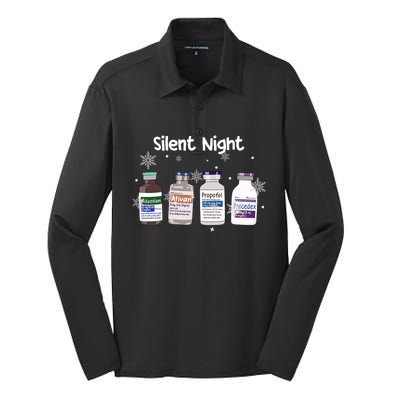 Christmas Nurse Silent Night Silk Touch Performance Long Sleeve Polo