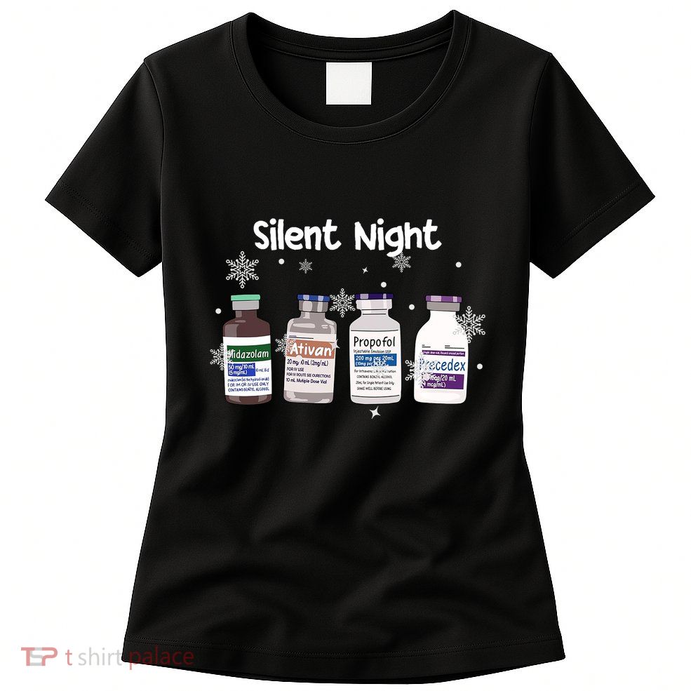 Christmas Nurse Silent Night Womens T-Shirt