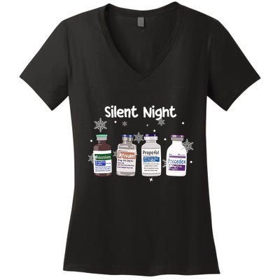 Christmas Nurse Silent Night Women's V-Neck T-Shirt