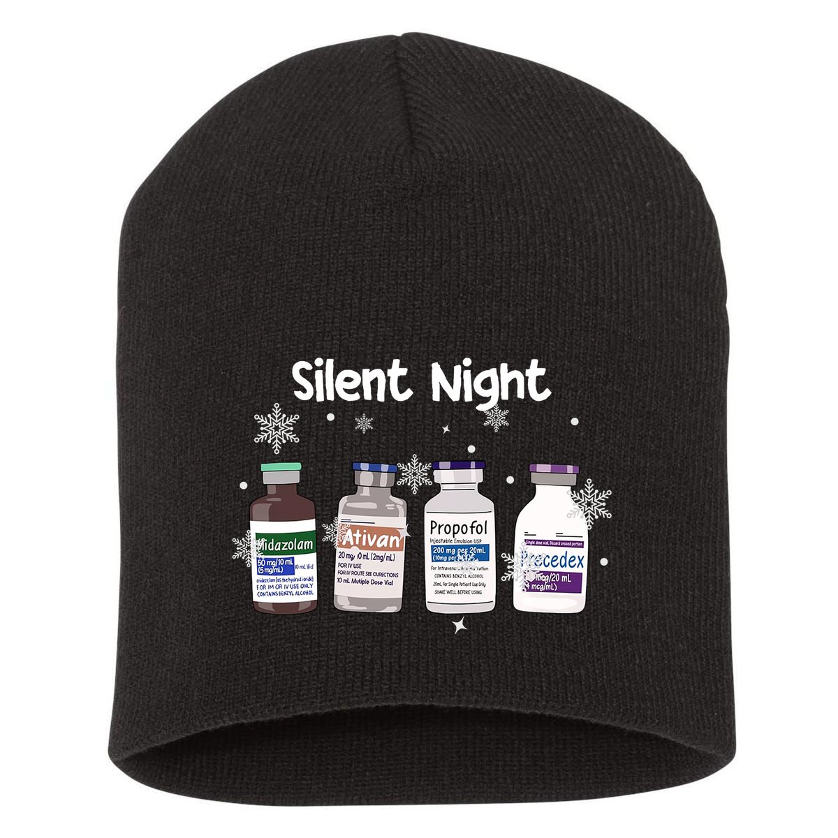 Christmas Nurse Silent Night Short Acrylic Beanie