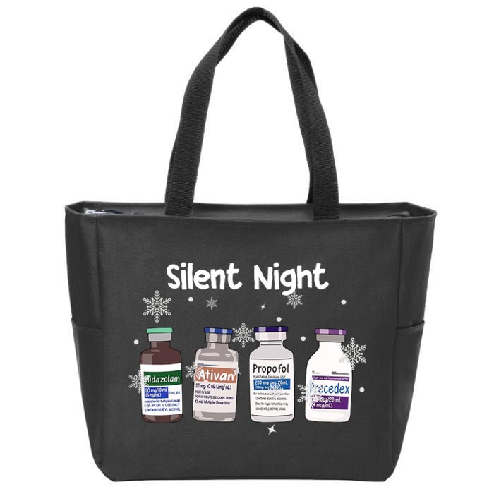 Christmas Nurse Silent Night Zip Tote Bag