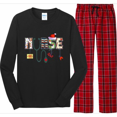 Christmas Nurse Stethoscope Christmas Santas Favorite Nurse Cute Gift Long Sleeve Pajama Set