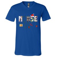 Christmas Nurse Stethoscope Christmas Santas Favorite Nurse Cute Gift V-Neck T-Shirt