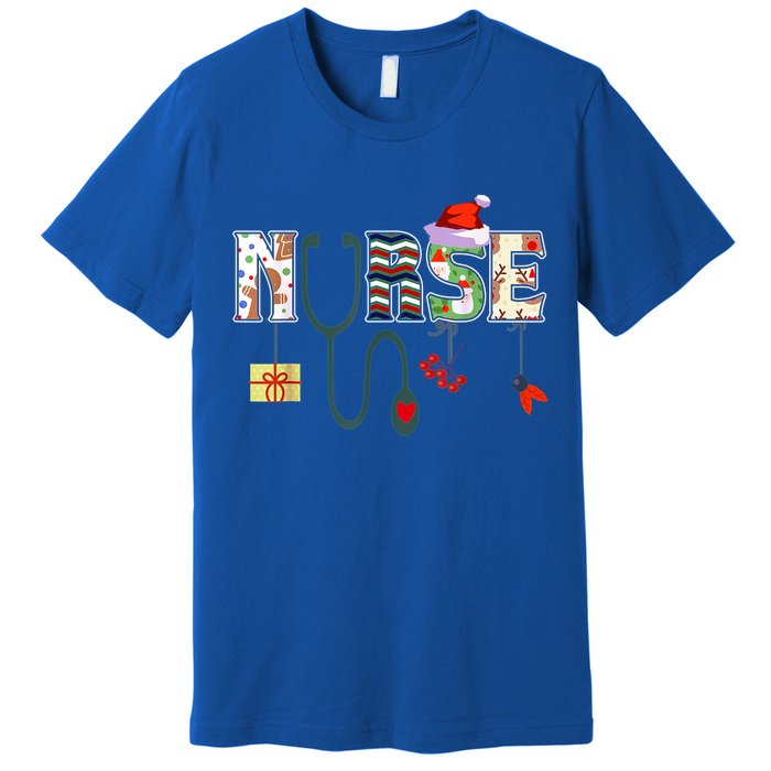 Christmas Nurse Stethoscope Christmas Santas Favorite Nurse Cute Gift Premium T-Shirt