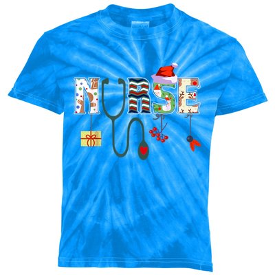 Christmas Nurse Stethoscope Christmas Santas Favorite Nurse Cute Gift Kids Tie-Dye T-Shirt