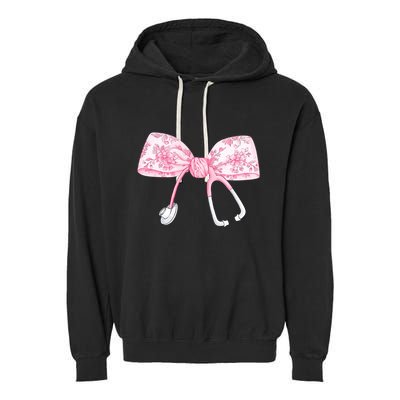 Coquette Nurse Stethoscope Bow Nurse Appreciation Gift Garment-Dyed Fleece Hoodie