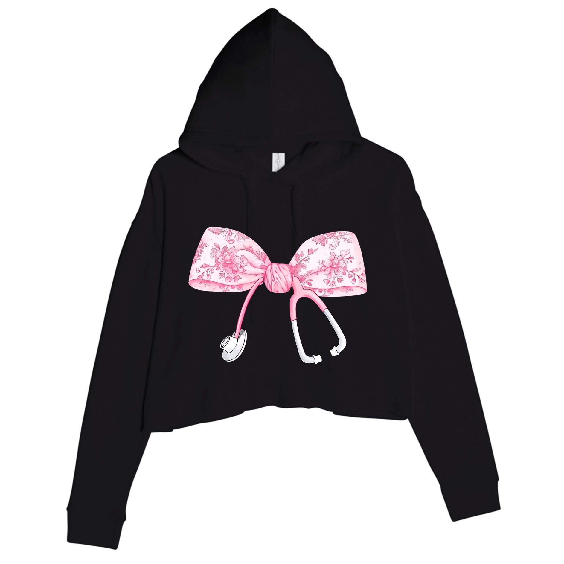 Coquette Nurse Stethoscope Bow Nurse Appreciation Gift Crop Fleece Hoodie
