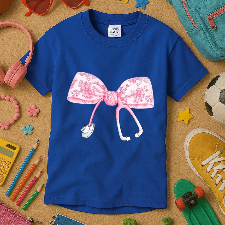 Coquette Nurse Stethoscope Bow Nurse Appreciation Gift Kids T-Shirt