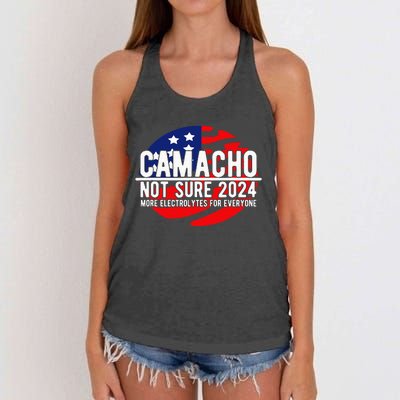 Camacho Not Sure For President 2024 Usa Women's Knotted Racerback Tank